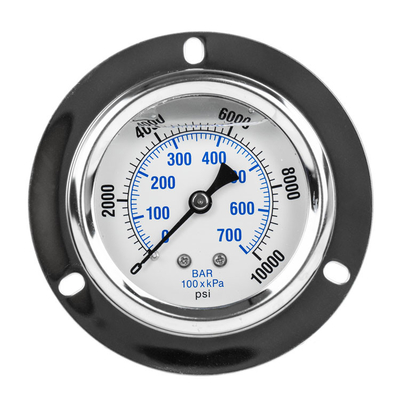 Đồng hồ đo áp suất dầu chứa đầy chất lỏng công nghiệp 50mm Thang đo kép 0 - 70 Psi