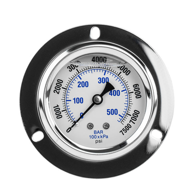 Đồng hồ đo áp suất nước chân không chứa đầy chất lỏng Đồng thau kết nối xuyên tâm bằng thép không gỉ Áp kế