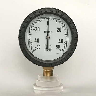 Đồng hồ đo áp suất 100mm Bellows 160 Kết nối bằng đồng thau Đồng hồ đo áp suất xuyên tâm 50 MBar