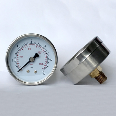 PT NPT G BSP Đồng hồ đo áp suất bằng thép không gỉ 63mm Đồng hồ đo áp suất 160 Psi