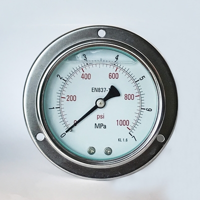 100mm 1000 psi 7 MPa Bảng điều khiển chống rung Gắn áp kế đồng hồ đo áp suất đầy chất lỏng dầu silicone