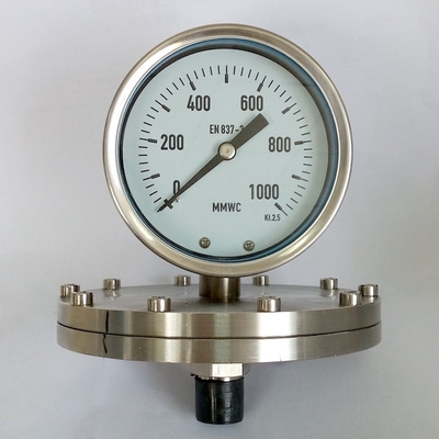 Đồng hồ đo áp suất quay số 100mm Đồng hồ đo áp suất cơ học kết tinh 1000 MMWC