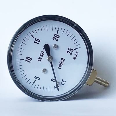 Đồng hồ đo áp suất thấp Vỏ thép đen 25 CmH2O Đồng hồ đo áp suất dưới đáy 63mm
