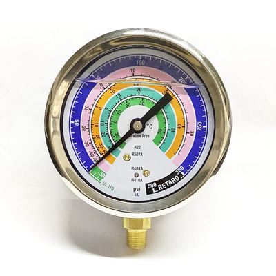 Đồng hồ đo áp suất lạnh amoniac thủy tinh 300 Psi 80mm Máy làm lạnh nước