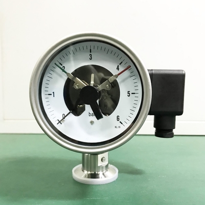 Hướng tâm Đồng hồ đo áp suất tiếp xúc điện 6 bar Đồng hồ đo áp suất quay số 100mm
