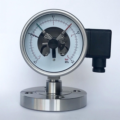 Đồng hồ đo áp suất quay số 63mm bằng thép không gỉ 3 vạch 0.3 MPa Áp kế tiếp xúc điện