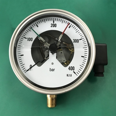 Đồng hồ đo áp suất bằng thủy tinh 160mm Gắn xuyên tâm 400 Bar KL 1.6 Áp kế bằng thép không gỉ