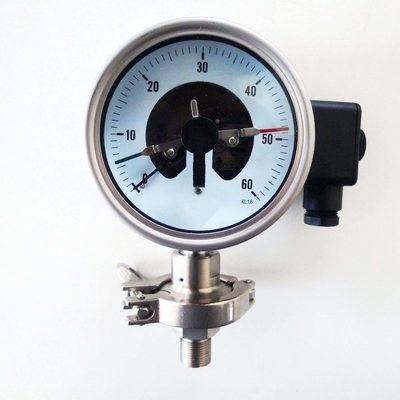 Đồng hồ đo áp suất tiếp xúc điện SUS 316 Đồng hồ đo áp suất mặt bích 60 bar