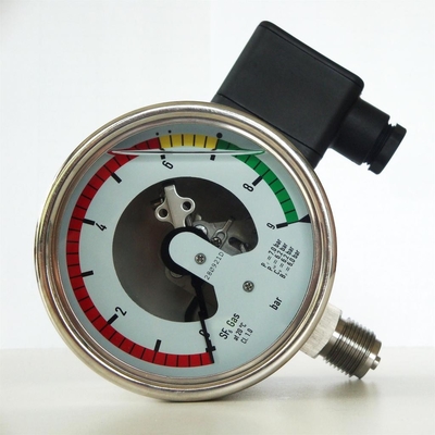 Đồng hồ đo áp suất tiếp xúc điện 9 thanh 316SS Đồng hồ đo áp suất chứa đầy dầu silicon 100mm
