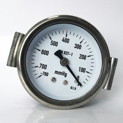 Đồng hồ đo áp suất chân không 63mm 760 MmHg Kết nối bằng đồng U Đồng hồ đo áp suất kẹp