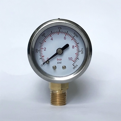 1.5 Inch 300 psi Áp kế có thể nạp dầu 1/8 PT Đồng hồ đo áp suất đầy chất lỏng gắn dưới cùng