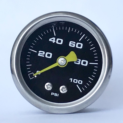 1,5 inch 100 psi Áp kế quay số màu đen 1/8 &quot;NPT Trục đặt Đồng hồ đo áp suất chất lỏng bằng thép đen