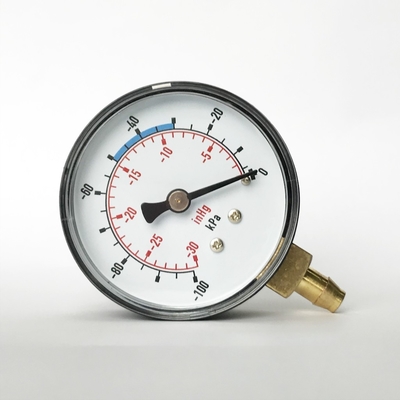 Đồng hồ đo áp suất chân không EN 837-1 30 InHg Đồng hồ đo áp suất dưới đáy 63mm